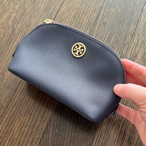 Tory Burch Dark Blue Pouch with Gold Accent